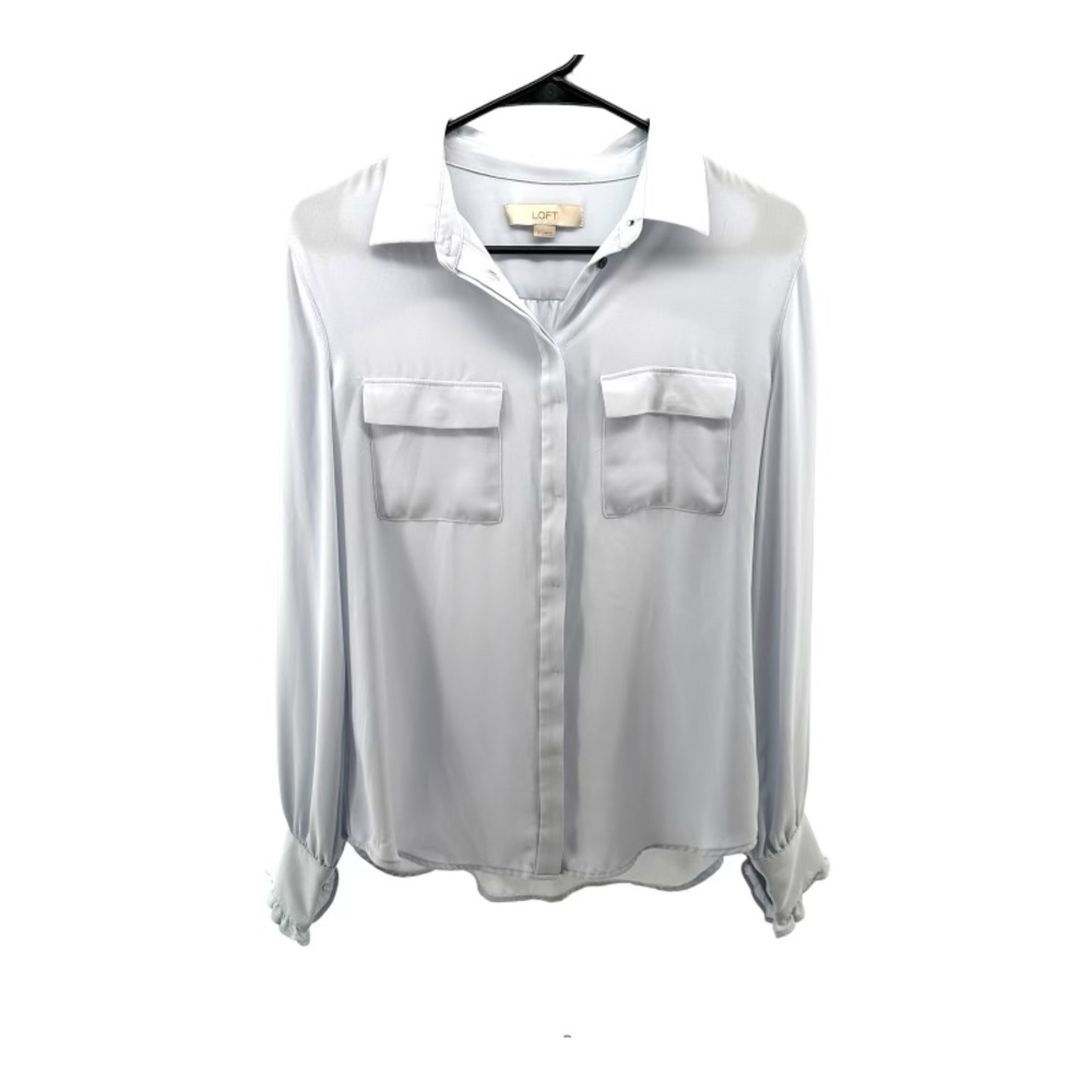 LOFT | Women’s S Small Lightweight Button Long Sleeve Shirt Ruffle Cuff